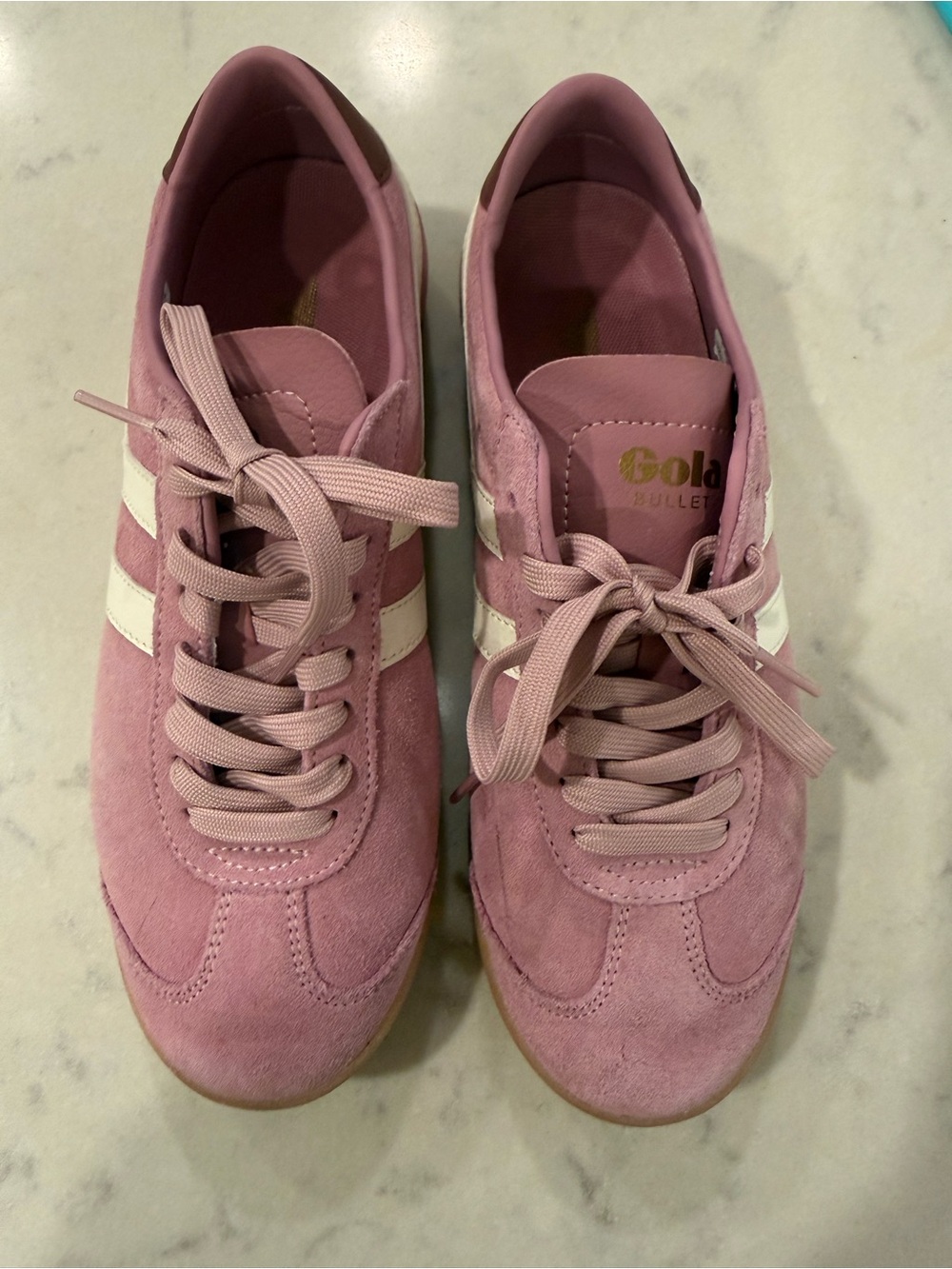 Gola Pink Suede Sneakers with White Stripes